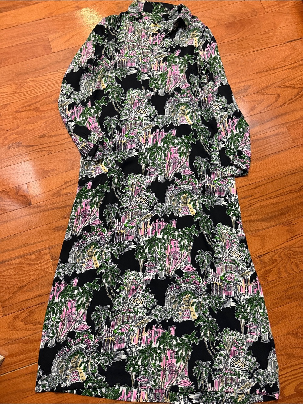 Lilly Pulitzer Black, Pink, Green Tropical Print Dress
